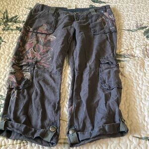 Miss Me Floral Crop Cargo Pants